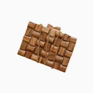 Túi wristlet plait màu gỗ